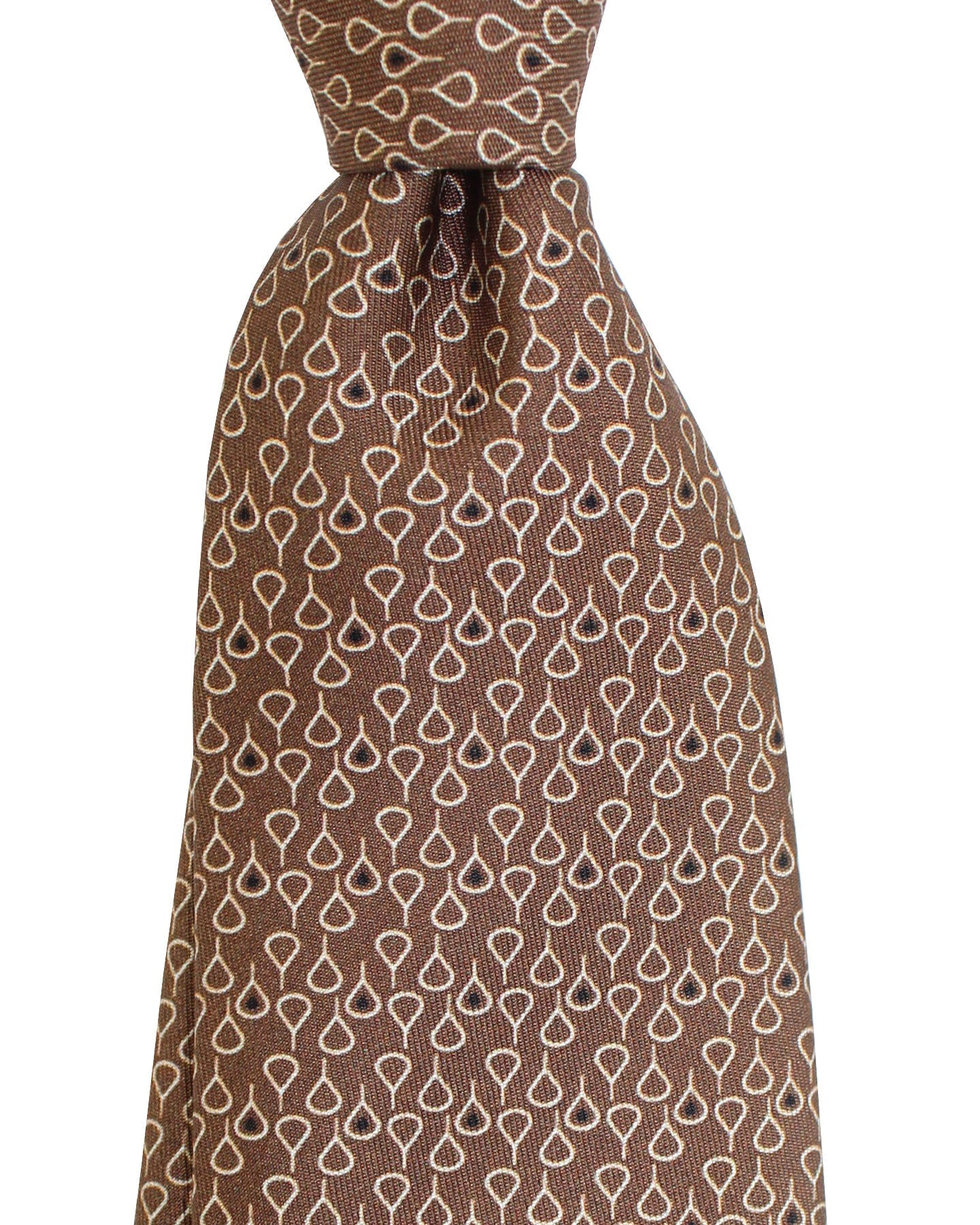 Battistoni Silk Tie Brown Geometric