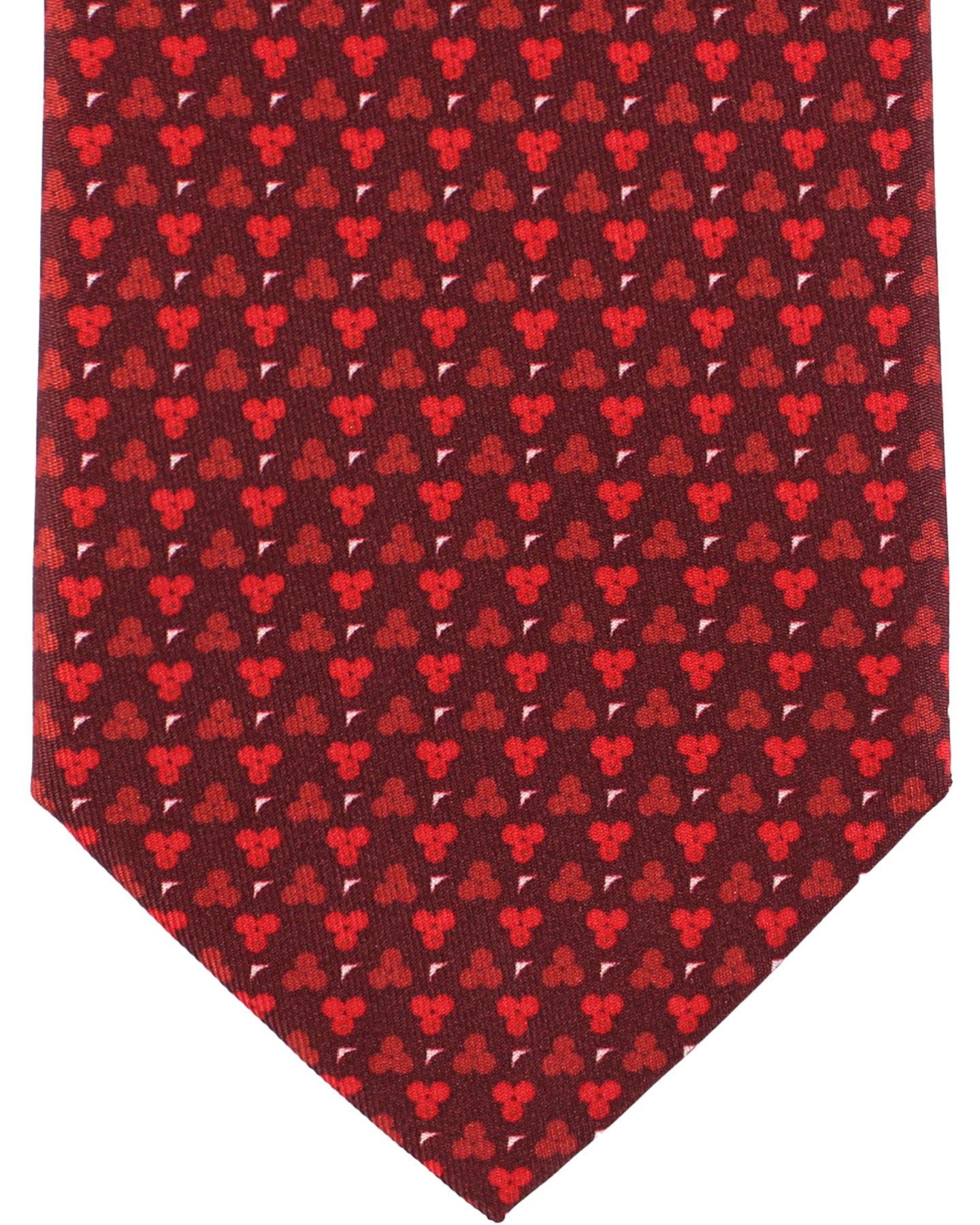 Battistoni Silk Tie Maroon Red Geometric
