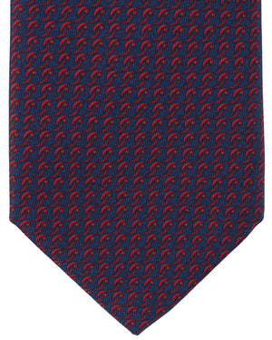 Battistoni Silk Tie Navy Red Geometric