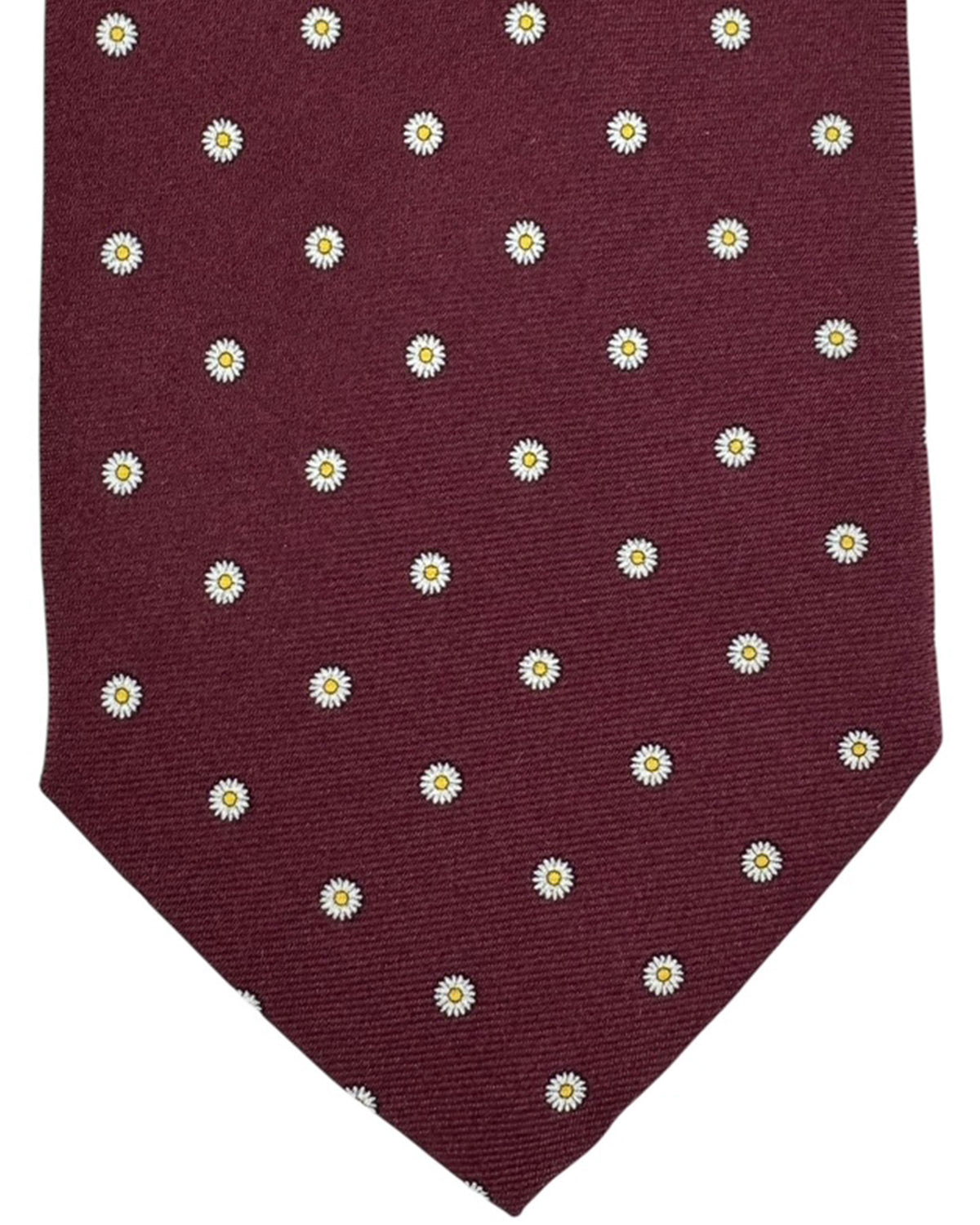 Battistoni Silk Tie Maroon Mini Flowers - Wide Necktie SALE