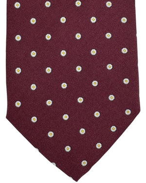 Battistoni Silk Tie Maroon Mini Flowers - Wide Necktie SALE