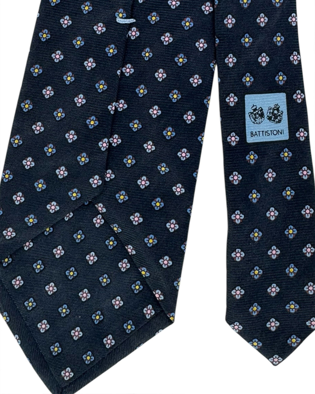 Battistoni Silk Tie Navy Mini Flowers Geometric
