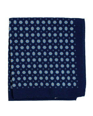 Luigi Borrelli Wool Pocket Square Navy Blue