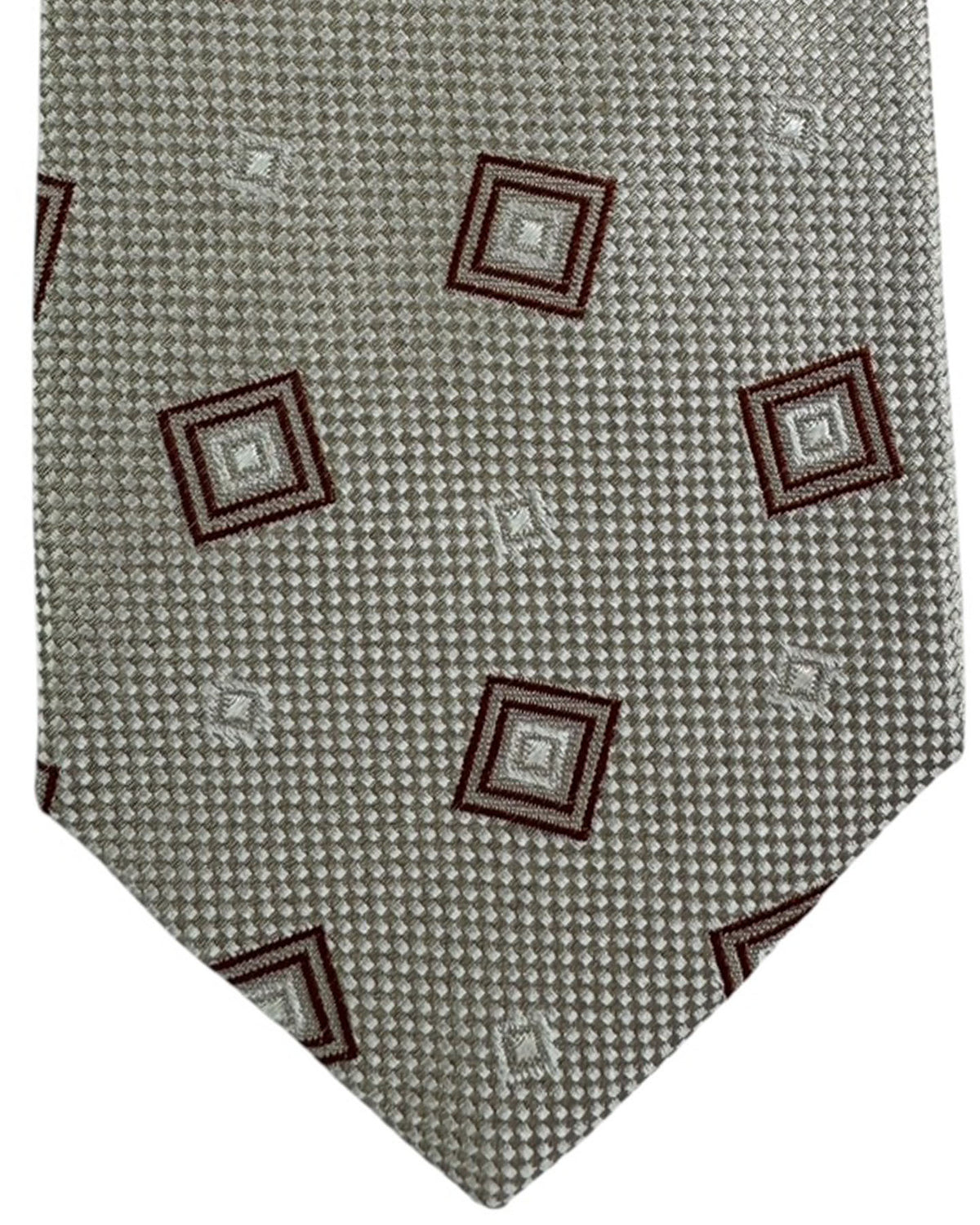 Luigi Borrelli Tie Gray Brown Geometric Squares
