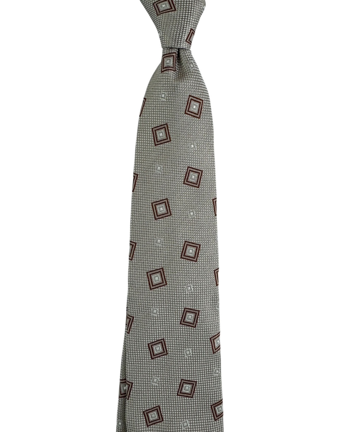Luigi Borrelli Tie Gray Brown Geometric Squares