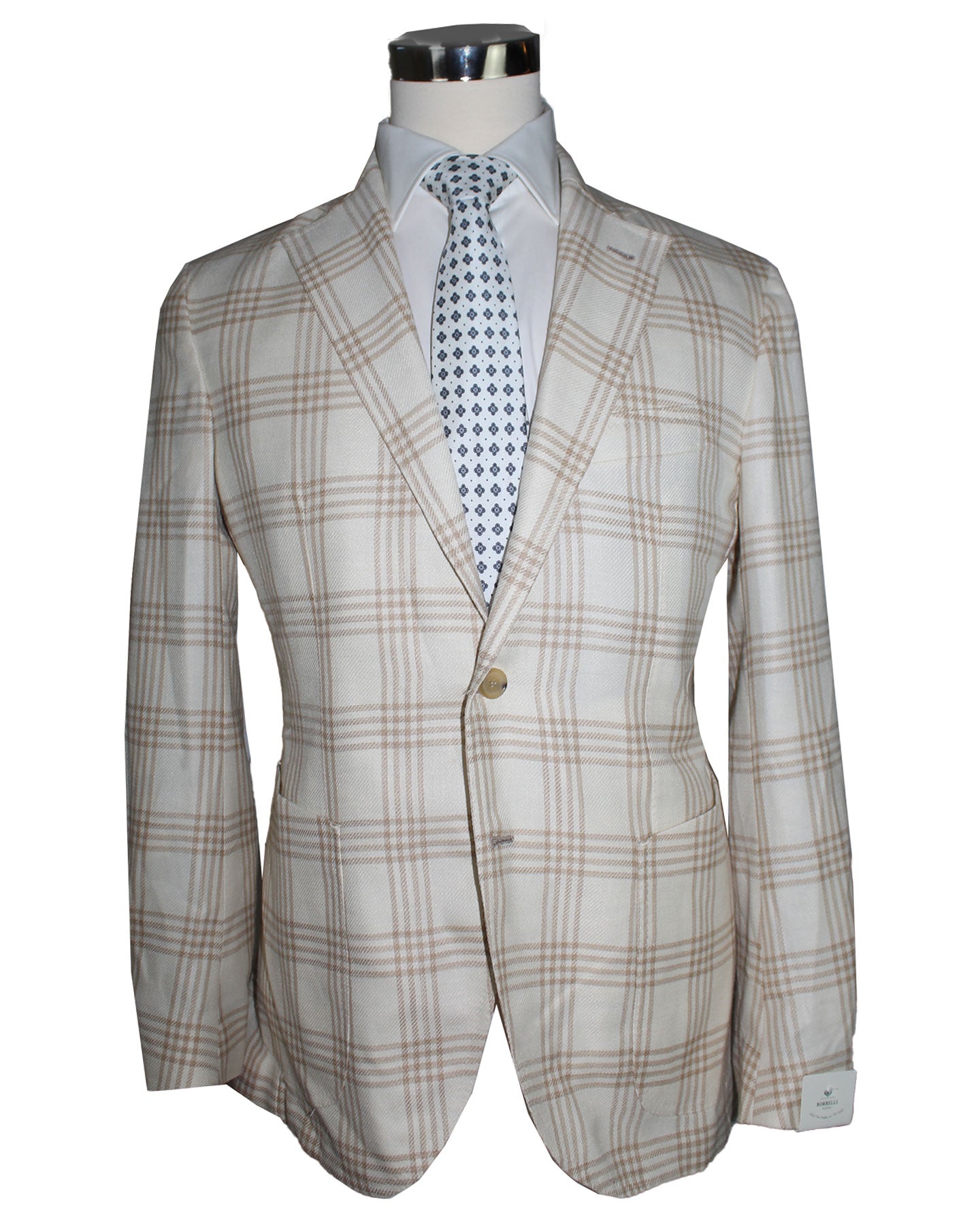 Luigi Borrelli Sport Coat White Beige Check