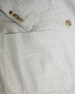 Luigi Borrelli Sport Coat Light Gray EU 52/ US 42 - Double Breasted Peak Lapel - Wool Linen
