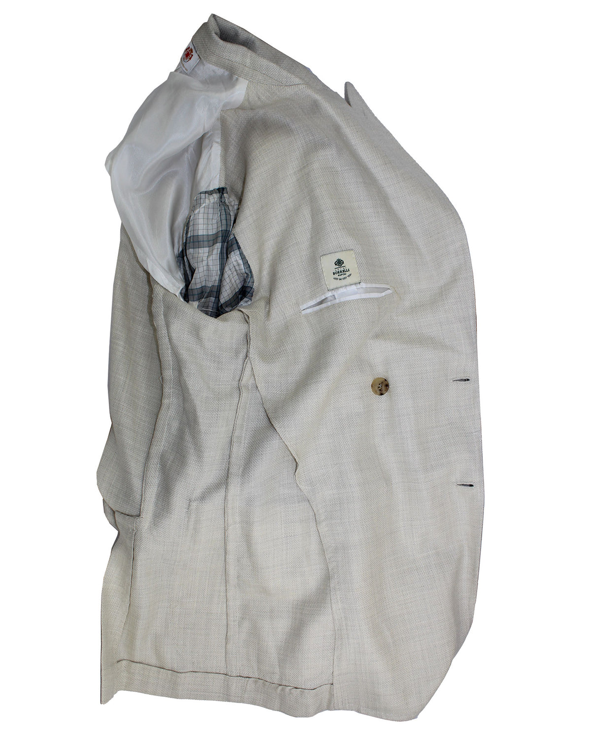 Luigi Borrelli Sport Coat Light Gray EU 52/ US 42 - Double Breasted Peak Lapel - Wool Linen