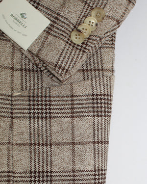 Luigi Borrelli Sport Coat Beige Gray Brown Plaid EU 50/ US 40