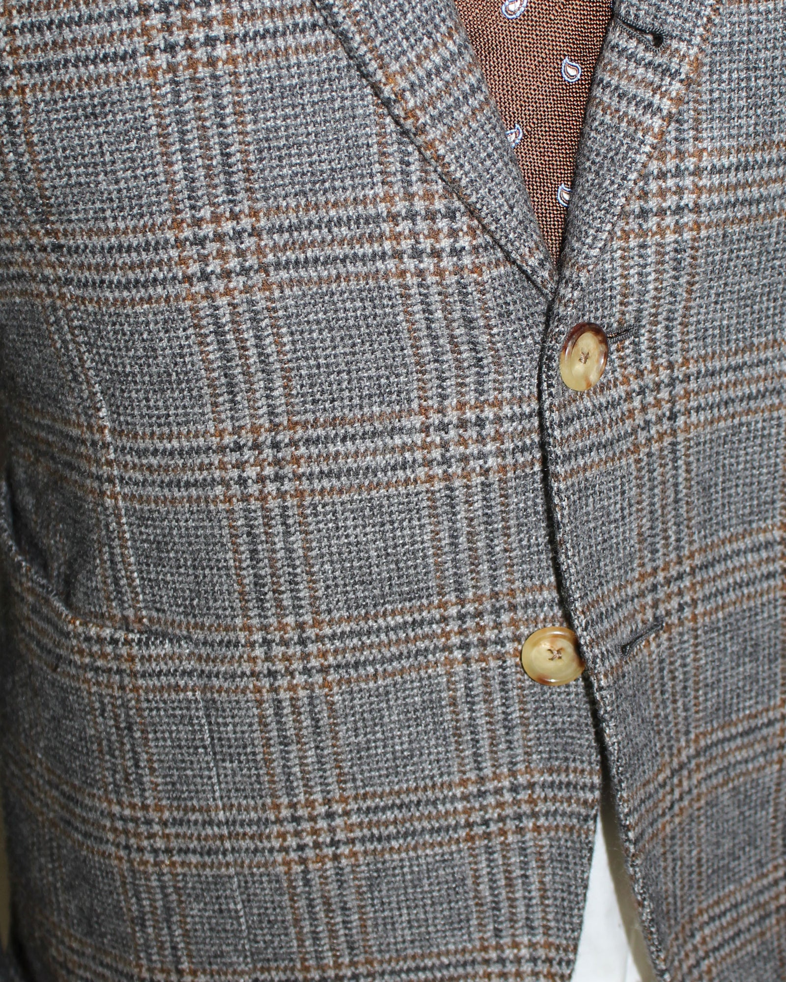 Luigi Borrelli Cashmere Sport Coat Gray Brown Plaid 