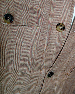 Luigi Borrelli Coat Brown Gray Wool Linen EU 48 / US 38