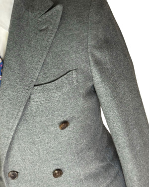 Luigi Borrelli Wool Coat Gray Peak Lapel EU 48 / US 38