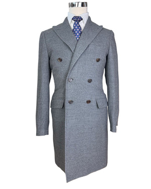 Luigi Borrelli Wool Coat Gray Peak Lapel 