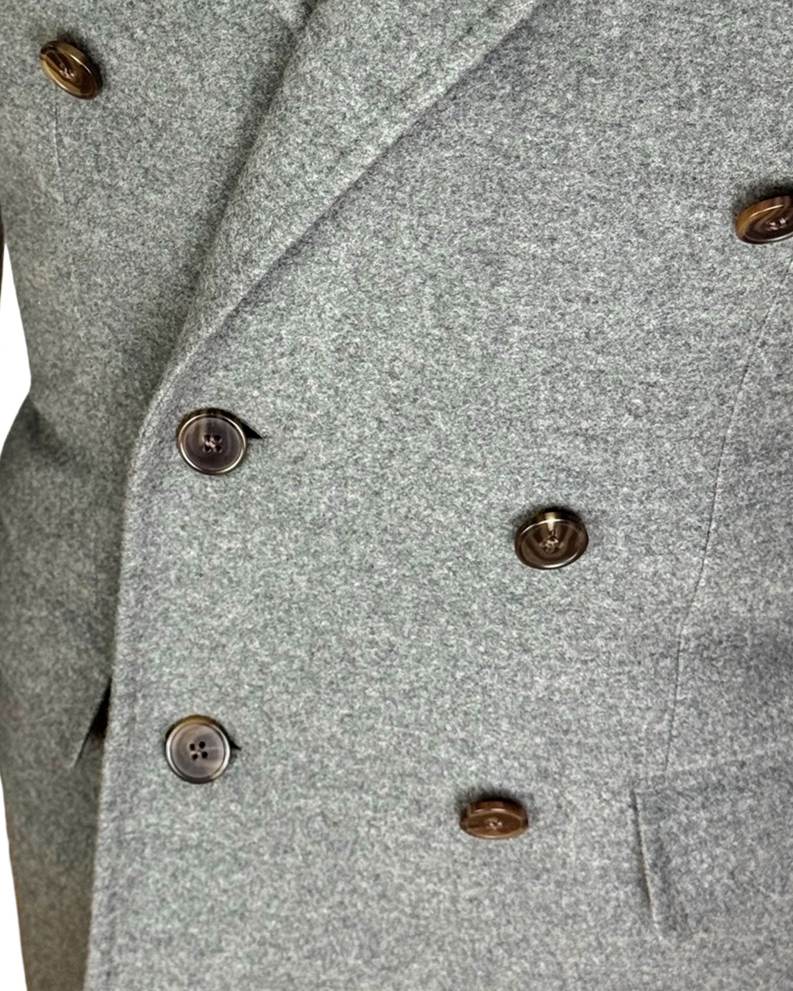 Luigi Borrelli Wool Coat Gray Peak Lapel 