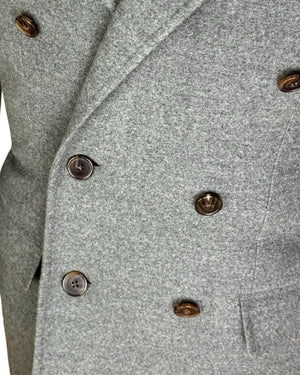 Luigi Borrelli Wool Coat Gray Peak Lapel EU 48 / US 38