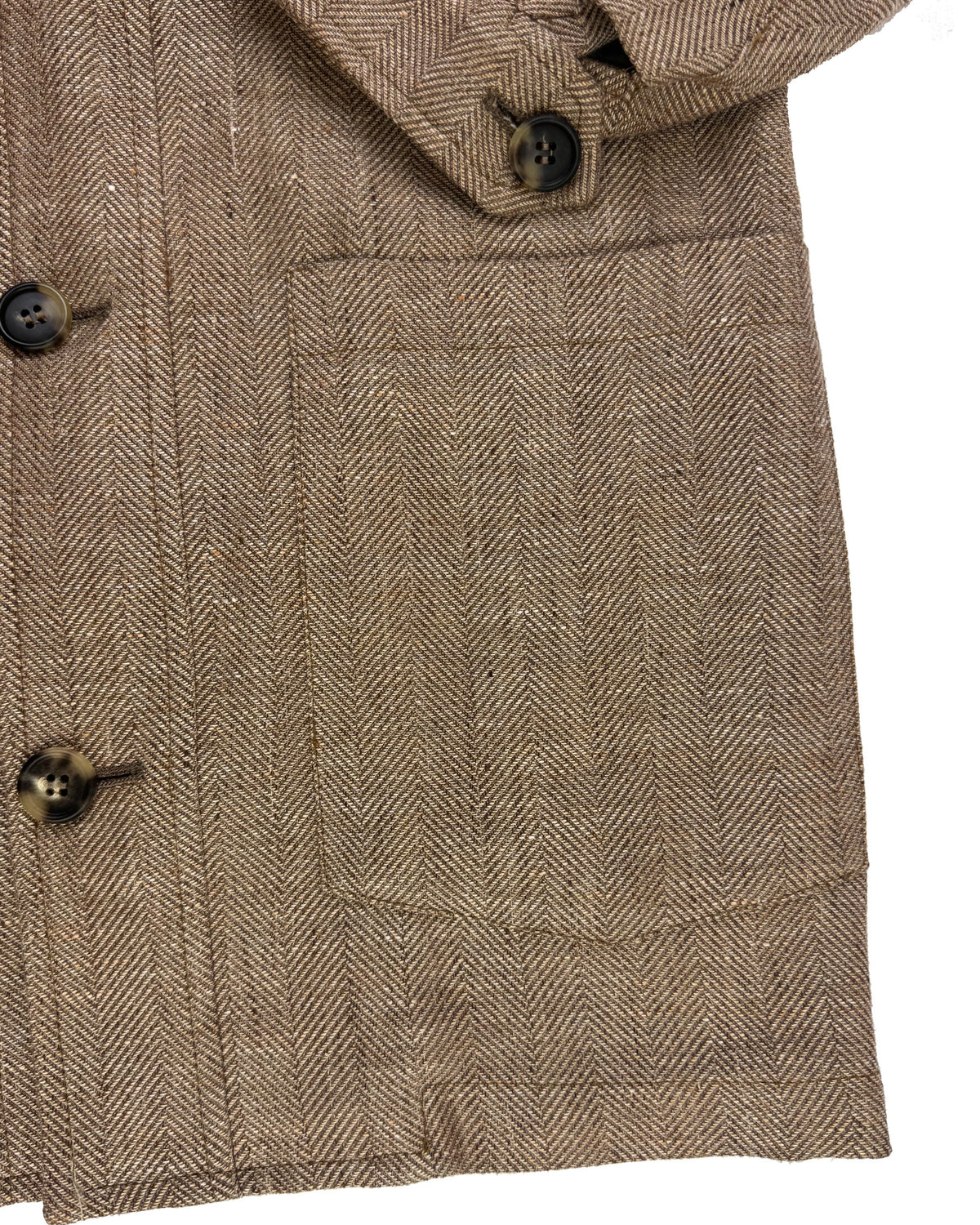Luigi Borrelli Coat Brown Gray Wool Linen