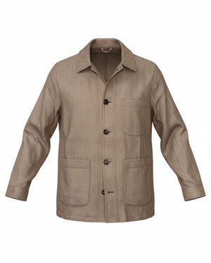Luigi Borrelli Coat Brown Gray Wool Linen EU 46 / US 36 SALE