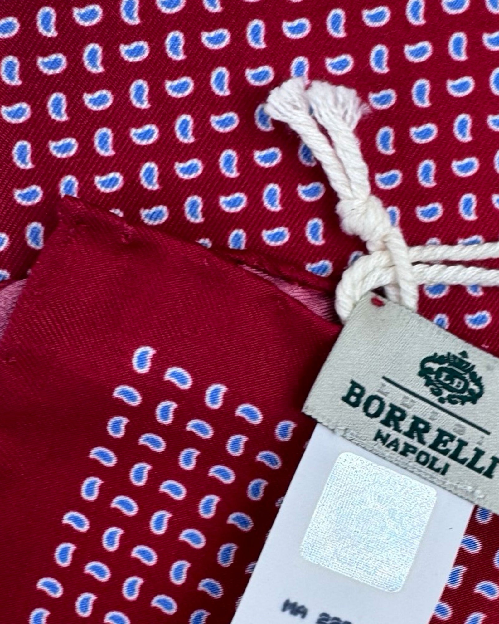 Luigi Borrelli Pocket Square Red Blue Mini Paisley
