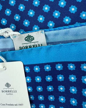 Luigi Borrelli Pocket Square Blue Navy Design