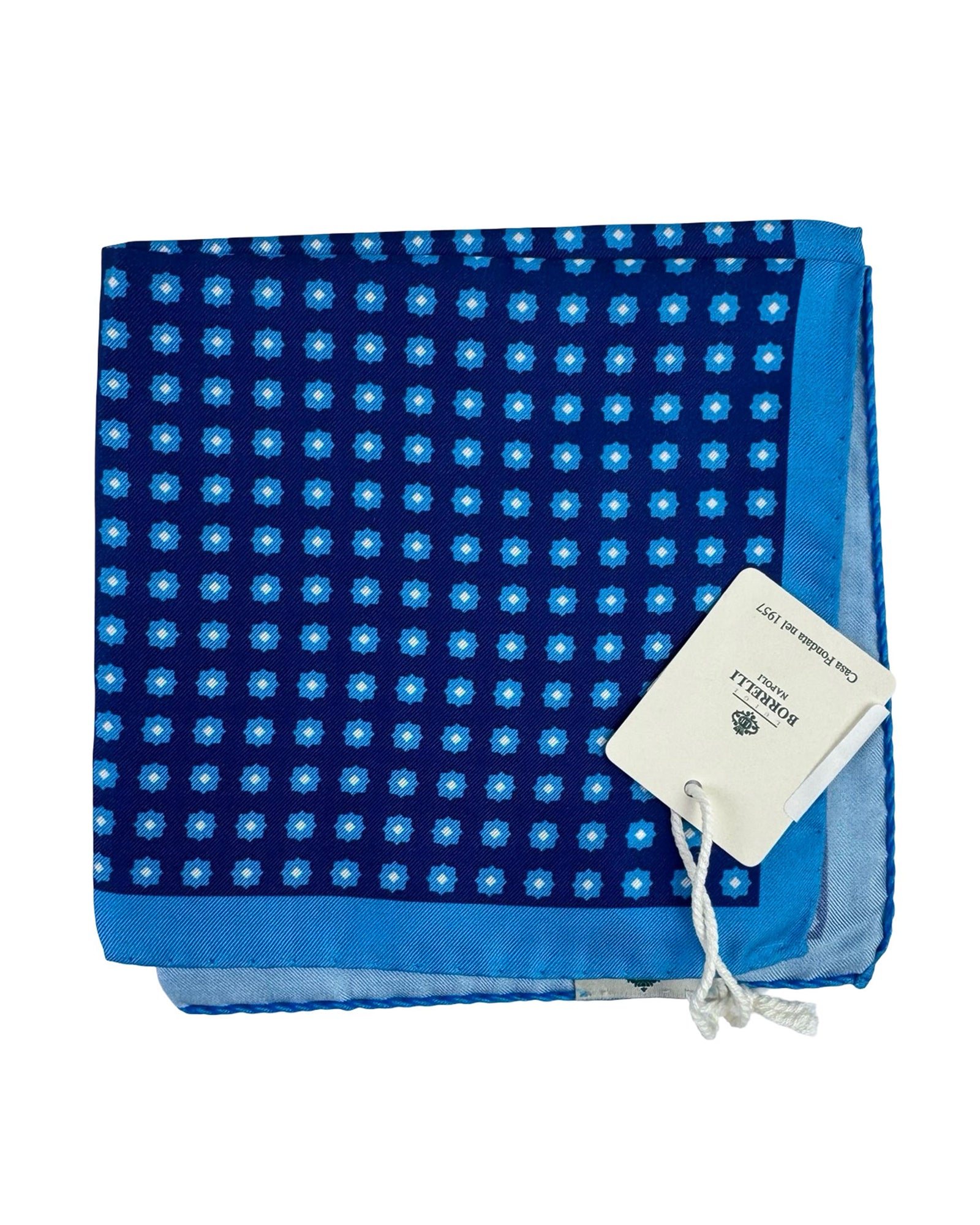 Luigi Borrelli Pocket Square Blue Navy Design