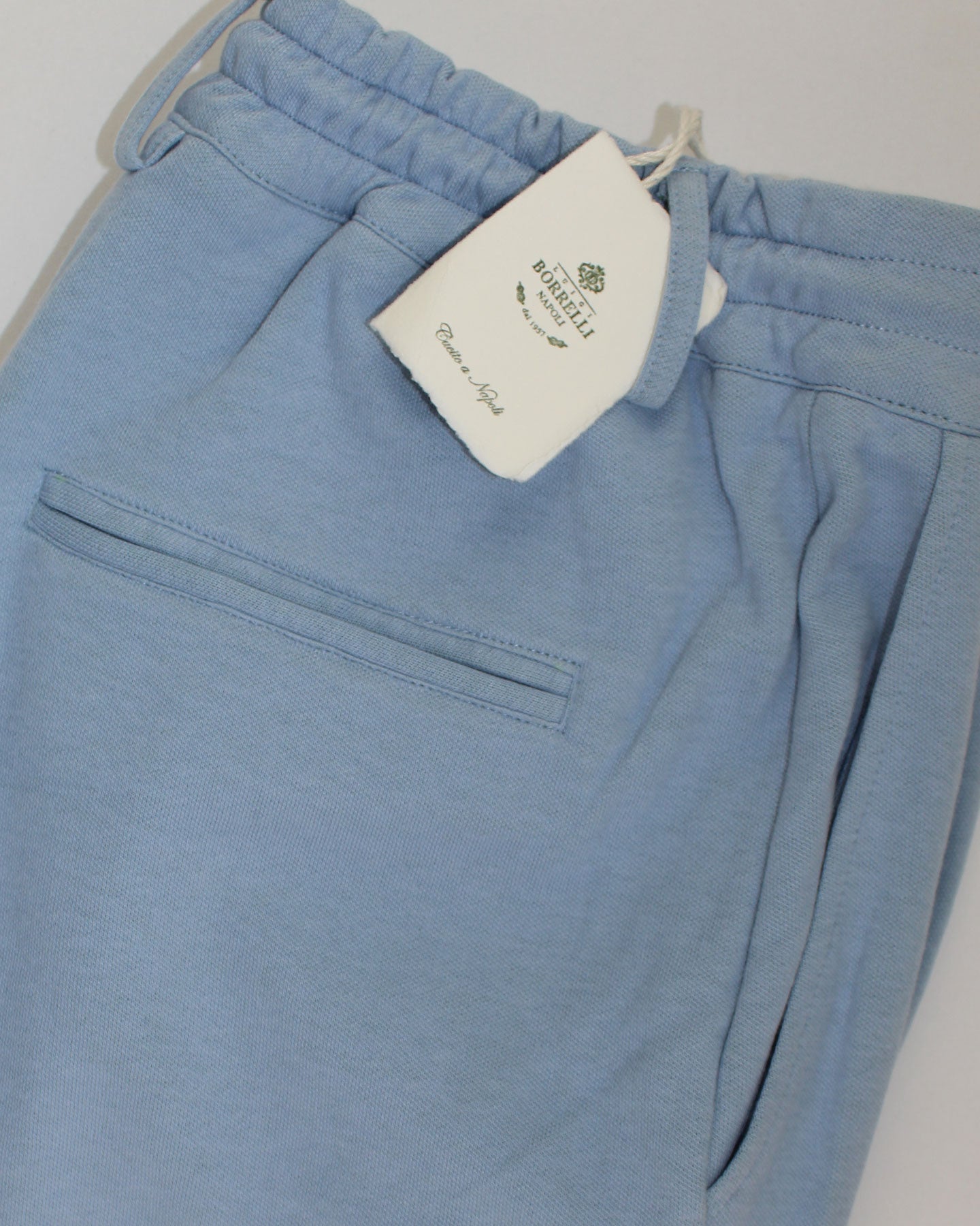 Luigi Borrelli Jogger Pants Light Blue Jersey Pants Slim Fit EU 54 / US 38
