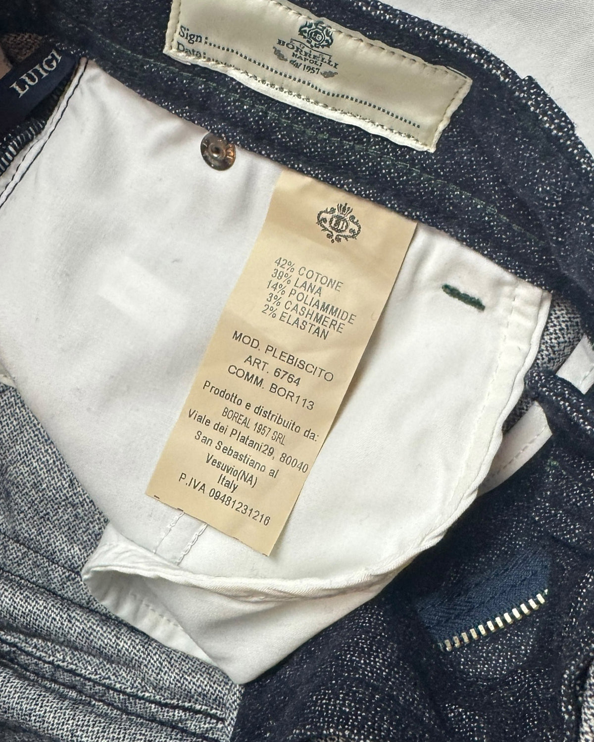 Luigi Borrelli Jeans Dark Blue 31 Slim Fit - Cotton Wool Cashmere Stretch