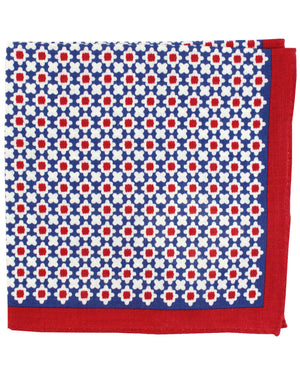 Luigi Borrelli Pocket Square Blue Red Geometric