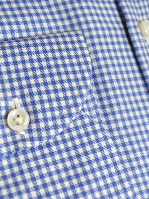 Luigi Borrelli Dress Shirt ROYAL COLLECTION White Royal Blue Check Design 40 - 15 3/4 SALE