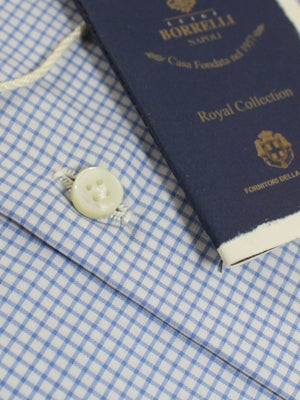 Borrelli Dress Shirt ROYAL COLLECTION White Royal Blue 