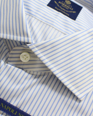 Luigi Borrelli Dress Shirt White Blue Stripes 