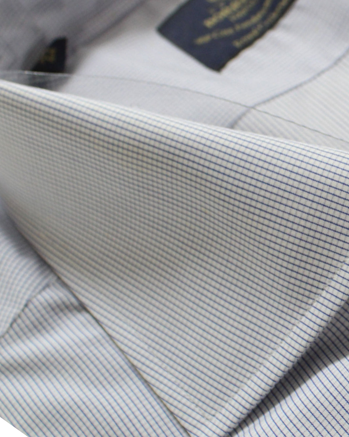 Borrelli Dress Shirt White Navy Mini Check 44 - 17 1/2 Royal Collection
