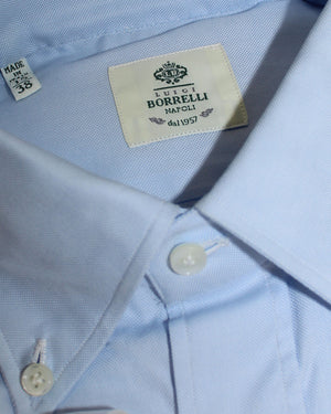 Luigi Borrelli Button-Down Sport Shirt Light Blue  New