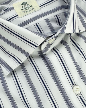 Borrelli Dress Shirt White Dark Blue 