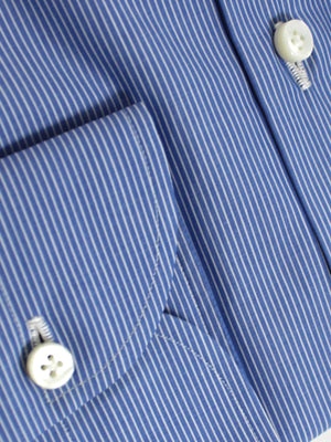 Luigi Borrelli Dress Shirt ROYAL COLLECTION - Blue White Stripes 38 - 15 1/2