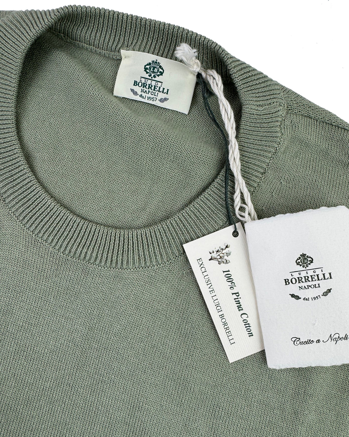 Luigi Borrelli Sweater Green Cotton EU 54 / US 44