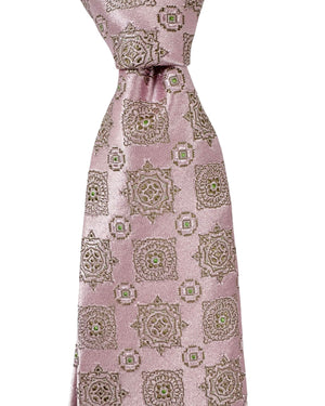 Luigi Borrelli Sevenfold Tie Pink Medallion Design ROYAL COLLECTION - SALE