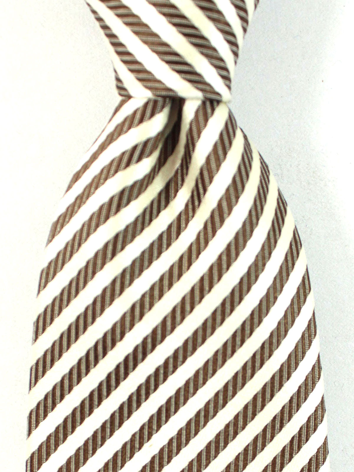 Luigi Borrelli Silk Tie Silver Brown Stripes