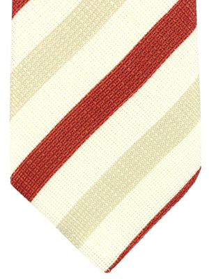 Luigi Borrelli Tie White Maroon Stripes Design