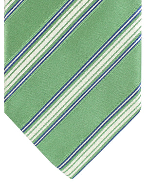 Luigi Borrelli Silk Tie Mint Green Stripes