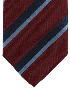 Luigi Borrelli Tie Maroon Navy Blue Stripes