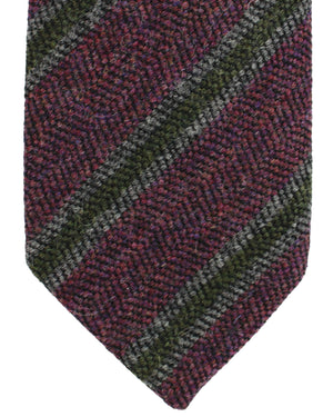 Luigi Borrelli Unlined Tie Bordeaux Gray Stripes Design