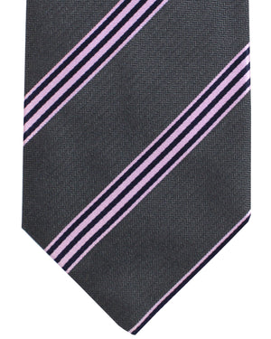 Luigi Borrelli Unlined Tie Gray Pink Stripes Design