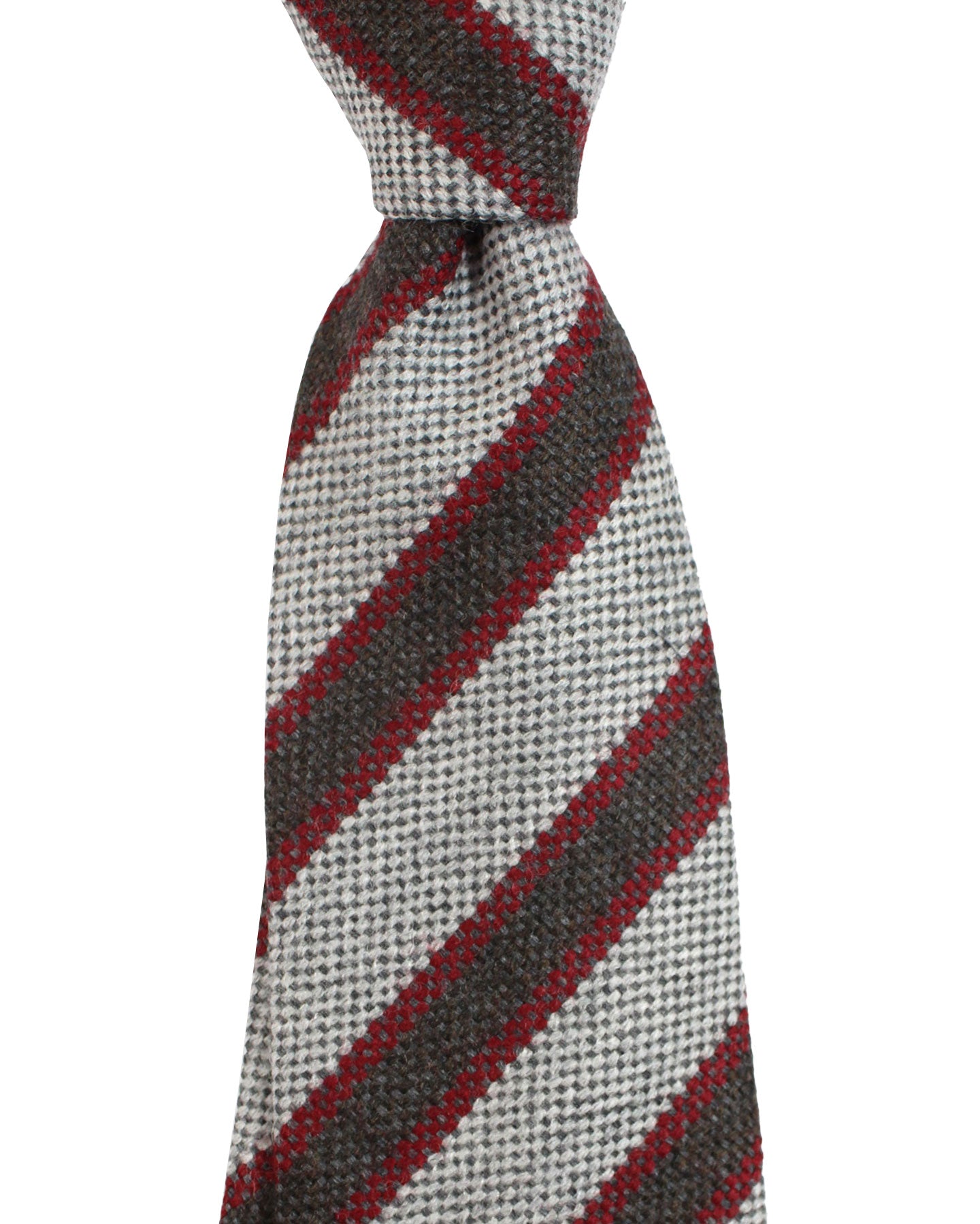 Luigi Borrelli Tie Gray Bordeaux Forest Green Stripes Design