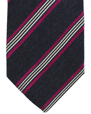 Luigi Borrelli Silk Tie Dark Blue Purple Stripes