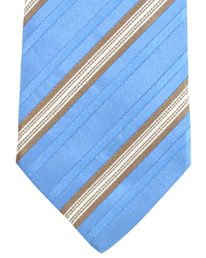 Luigi Borrelli Silk Tie Sky Blue Taupe Stripes