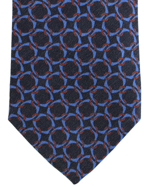 Luigi Borrelli Tie Dark Blue Brown Geometric
