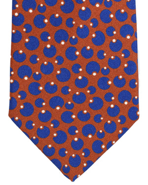Luigi Borrelli Tie Dark Brown Royal Blue Geometric