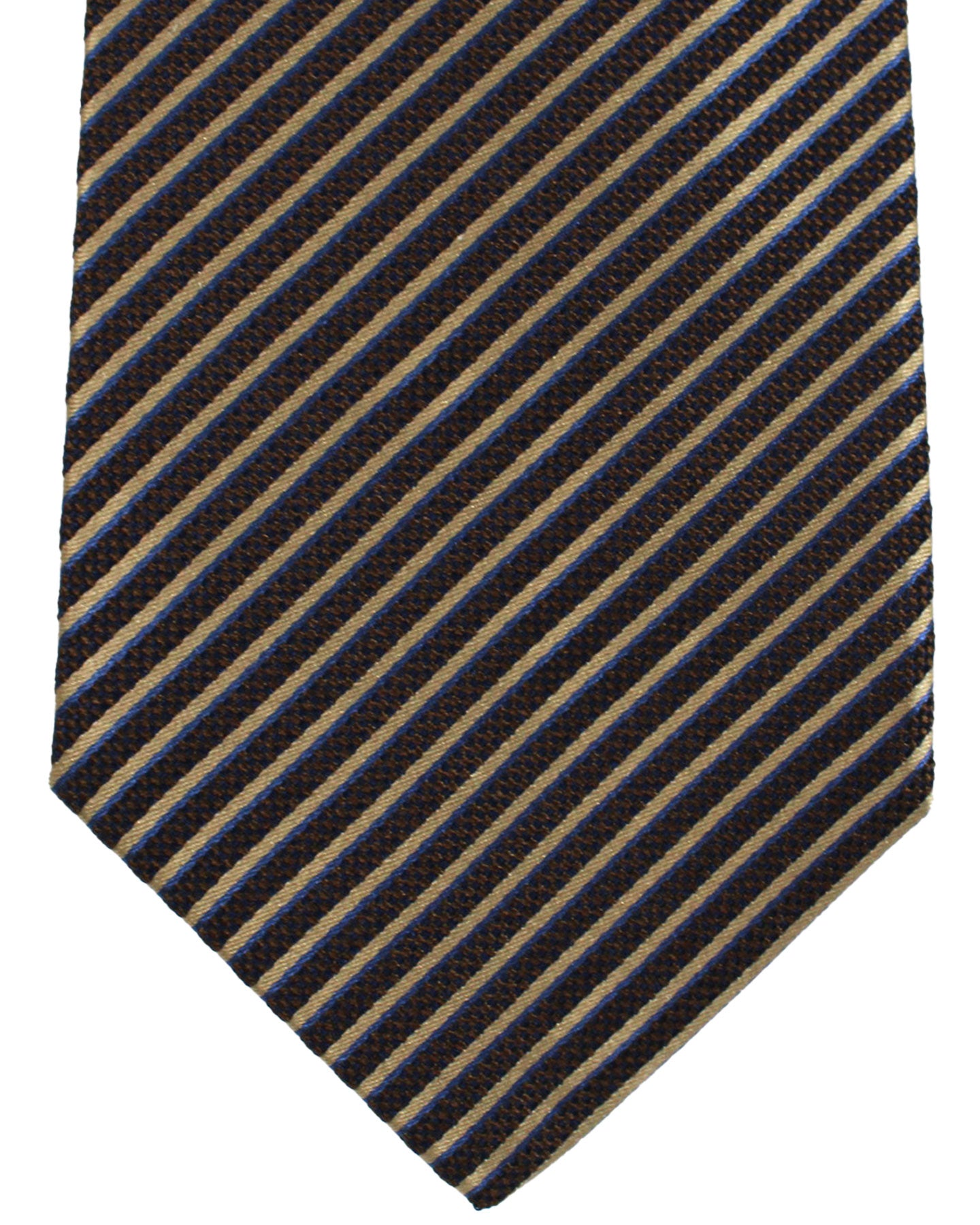 Luigi Borrelli Silk Tie Brown Navy Stripes