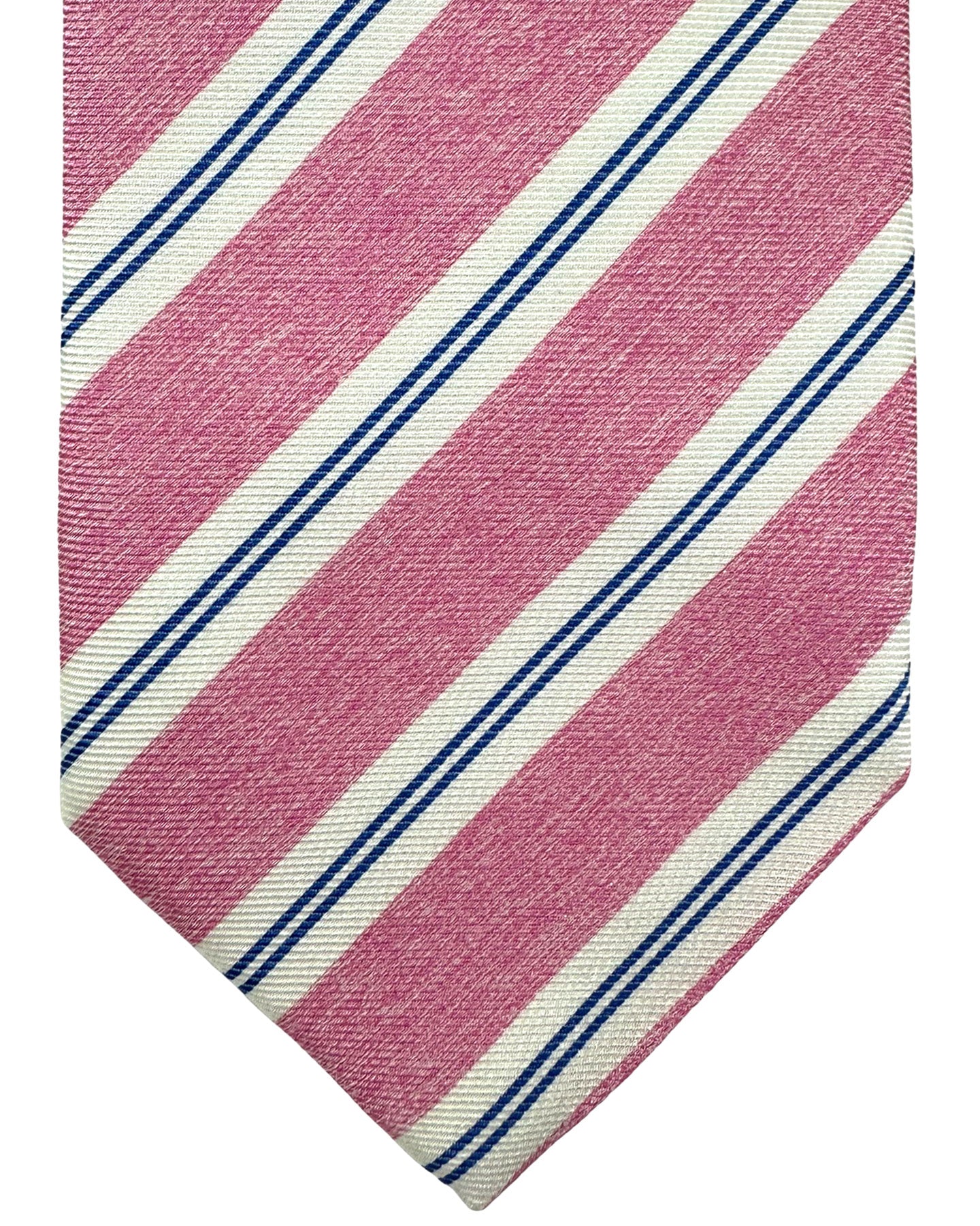Luigi Borrelli Silk Tie Pink Royal Blue Stripes