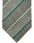 Luigi Borrelli Silk Tie Taupe Aqua Silver Stripes